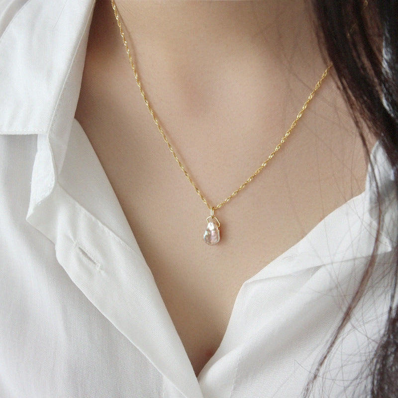Gold Vermeil Baroque Pearl Necklace