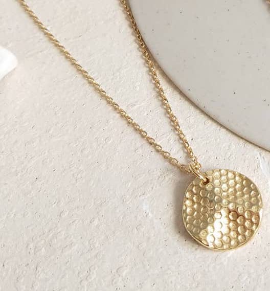 Honeycomb Gold Vermeil Coin Pendant Necklace
