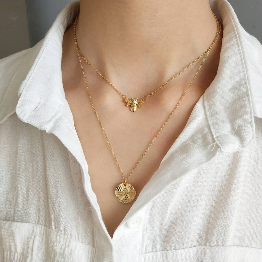 Honeycomb Gold Coin Necklace