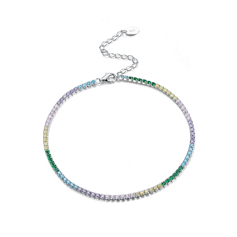 Sparkling Rainbow Tennis Anklet – ESTÉE LANE - Main Image