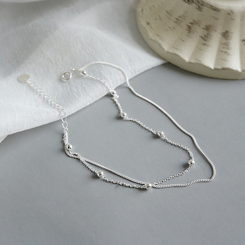 Double layer store silver anklets