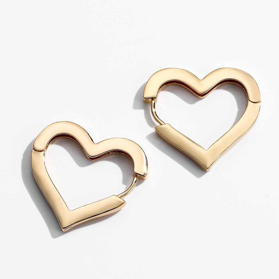 heart shaped gold hoops