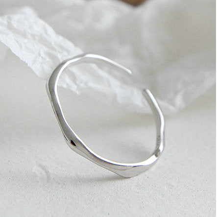 Adjustable Silver Wavelet Ring