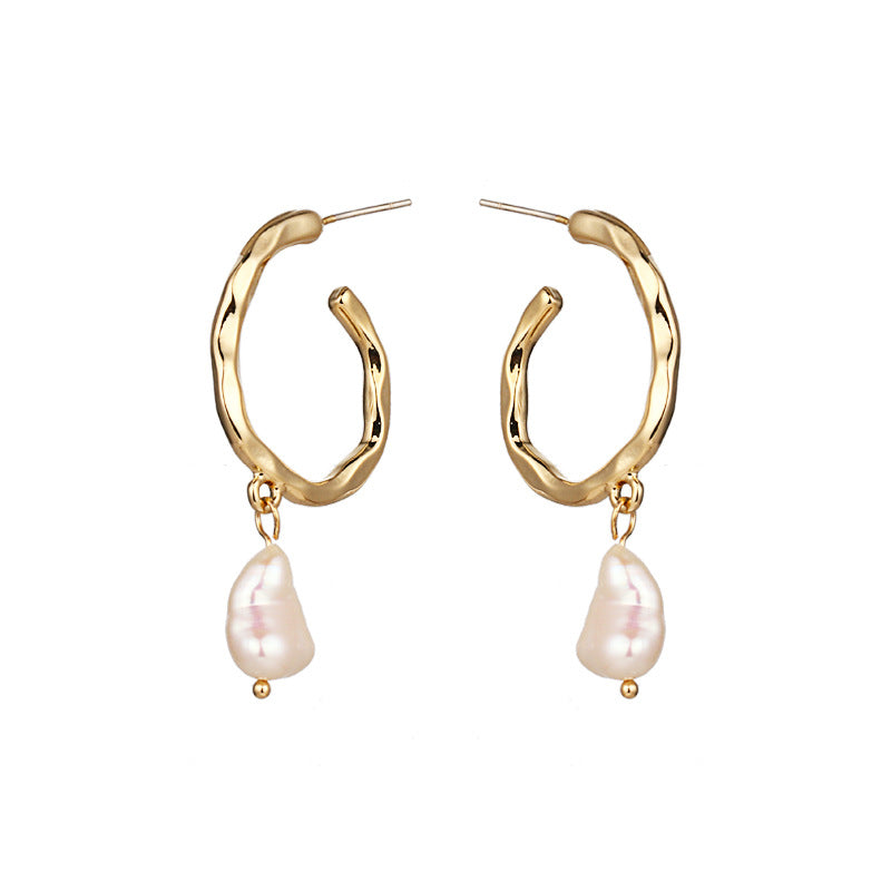 Gold Vermeil Freshwater Pearl Demi Hoop Earrings