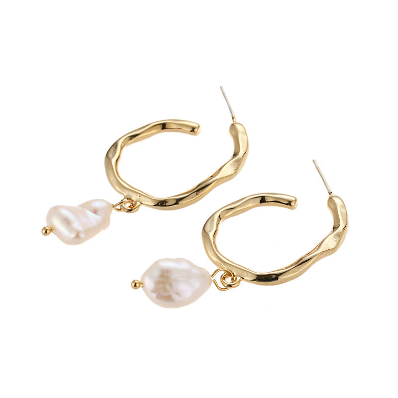 Gold Vermeil Freshwater Pearl Demi Hoop Earrings