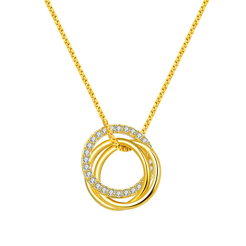 Gold Satis Circle Pendant Necklace