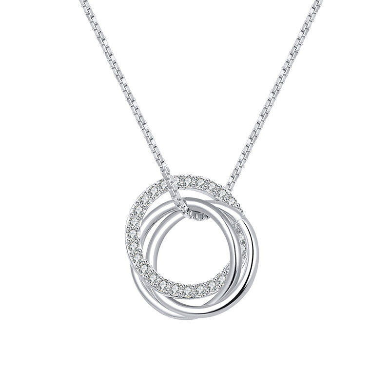 Silver Satis Circle Pendant Necklace
