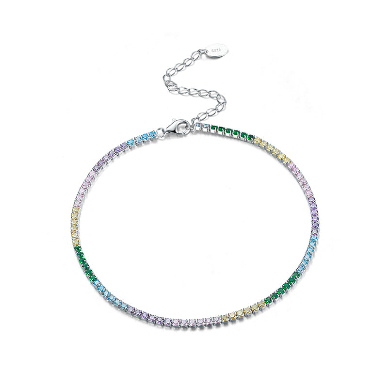 sparkling sterling silver rainbow anklet